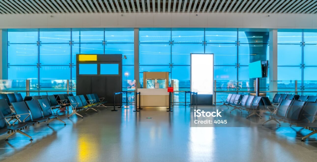 Inside view of airport waiting hall